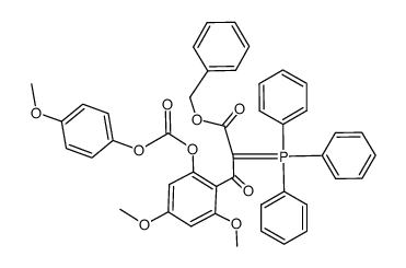 Benzenepropanoic acid, 2,4-dimethoxy-6-[[(4-methoxyphenoxy)carbonyl]oxy]-β-oxo-α-(triphenylphosphoranylidene)-, phenylmethyl ester 结构式
