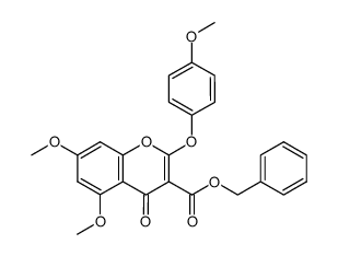 4H-1-Benzopyran-3-carboxylic acid, 5,7-dimethoxy-2-(4-methoxyphenoxy)-4-oxo-, phenylmethyl ester 结构式