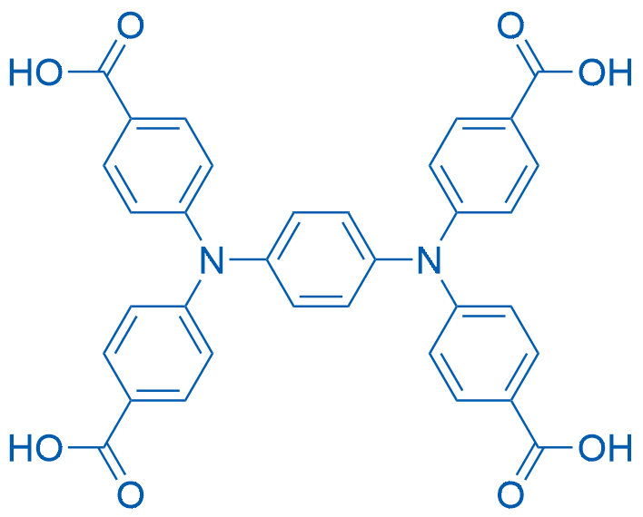 4,4',4'',4'''-(1,4-亚苯基双(氮杂三基))四苯甲酸 结构式