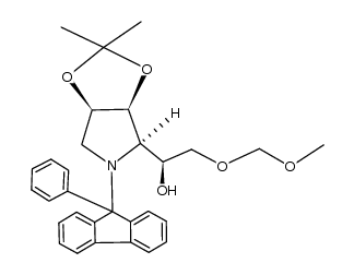 4H-1,3-Dioxolo[4,5-c]pyrrole-4-methanol, tetrahydro-α-[(methoxymethoxy)methyl]-2,2-dimethyl-5-(9-phenyl-9H-fluoren-9-yl)-, [3aS-[3aα,4β(R*),6aα]]- (9CI) 结构式