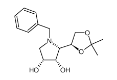 3,4-Pyrrolidinediol, 2-[(4S)-2,2-dimethyl-1,3-dioxolan-4-yl]-1-(phenylmethyl)-, (2S,3S,4R)- 结构式