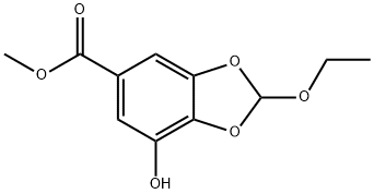 2-乙氧基-7-羟基-1,3-苯并二氧杂环戊烯-5-羧酸甲酯 结构式