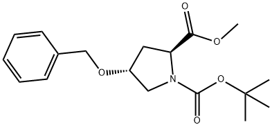 1-(叔丁基) 2-甲基 (2S,4R)-4-(苄氧基)吡咯烷-1,2-二羧酸酯 结构式