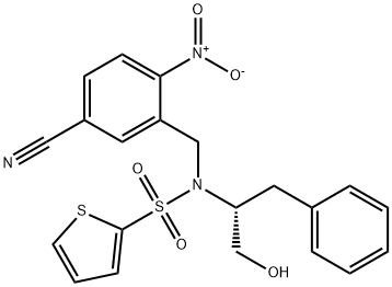 (R)-N-(5-氰基-2-硝基苄基)-N-(1-羟基-3-苯基丙-2-基)噻吩-2-磺酰胺 结构式
