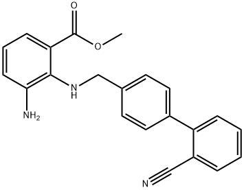 3-氨基-2-[(2'-氰基联苯-4-基)甲基]氨基苯甲酸甲酯 结构式