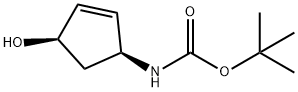 N-[(1S,4R)-4-羟基环戊-2-烯-1-基]氨基甲酸叔丁酯 结构式