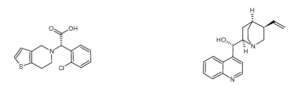 Cinchonan-9-ol, (9S)-, (αS)-α-(2-chlorophenyl)-6,7-dihydrothieno[3,2-c]pyridine-5(4H)-acetate (1:1) 结构式