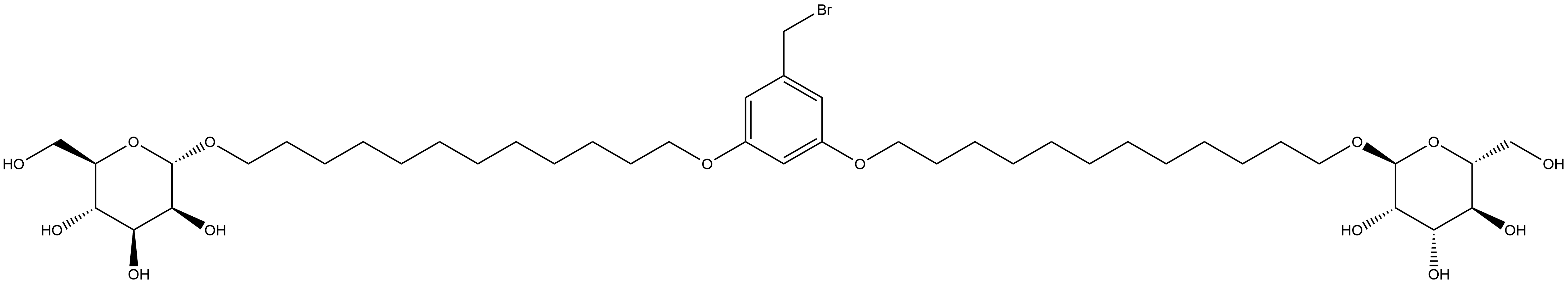 α-D-Mannopyranoside, [5-(bromomethyl)-1,3-phenylene]bis(oxy-12,1-dodecanediyl) bis- (9CI) 结构式