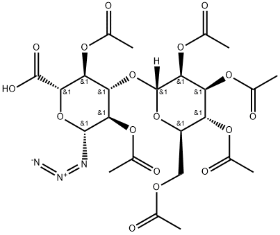 1-叠氮基-1-脱氧-3-O-(2,3,4,6-四-O-乙酰基-α-D-吡喃甘露糖基)-β-D-吡喃葡萄糖醛酸 2,4-二乙酸酯 结构式