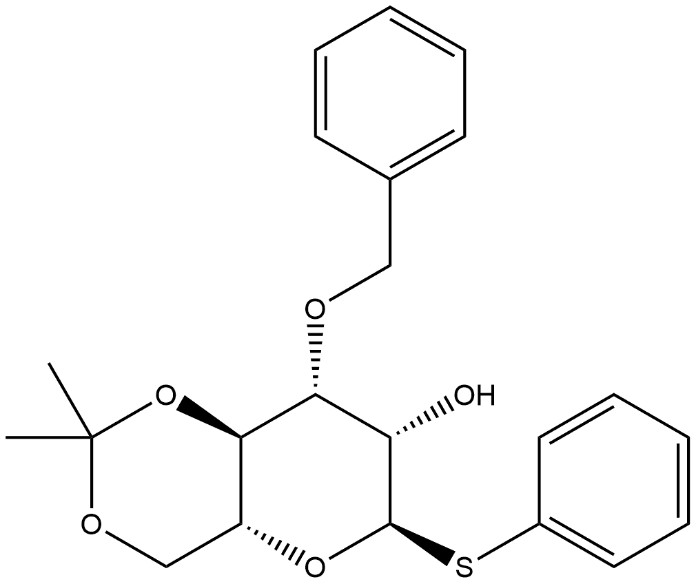 苯基4,6-O-(1-甲基亚乙基)-3-O-(苯甲基)-1-硫代-α-D-甘露吡喃糖苷 结构式