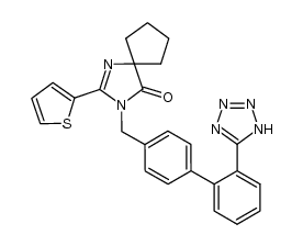 3-[2'-(1H-四唑-5-基)-联苯-4-基甲基]-2-噻吩-2-基-1,3-二氮杂螺[4.4]壬-1-烯-4-酮 结构式