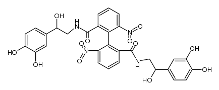 [1,1'-Biphenyl]-2,2'-dicarboxamide, N2,N2'-bis[2-(3,4-dihydroxyphenyl)-2-hydroxyethyl]-6,6'-dinitro- 结构式