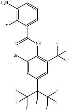 3-氨基-N-(2-溴-4-[1,2,2,2-四氟-1-(三氟甲基)乙基]-6-(三氟甲基)苯基)-2-氟苯甲酰胺 结构式