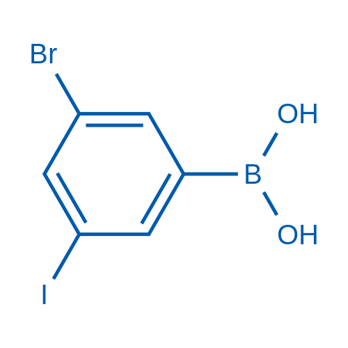 3-溴-5-碘苯基硼酸 结构式