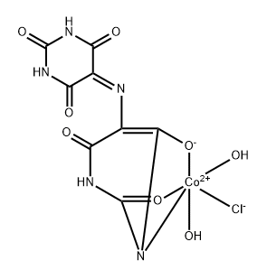 Cobalt, diaquachloro[5-[[1,2,3,4-tetrahydro-6-(hydroxy-κO)-2-(oxo-κO)-4-oxo-5-pyrimidinyl-κN1]imino]-2,4,6(1H,3H,5H)-pyrimidinetrionato]-, (OC-6-53)- (9CI) 结构式
