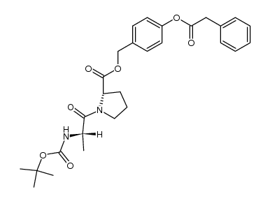 N-叔丁氧羰基-L-丙氨酰-L-脯氨酸(4-苯乙酰氧基苯基)甲酯 结构式