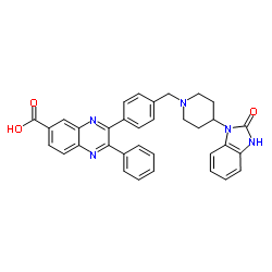 3-(4-{[4-(2-OXO-2,3-DIHYDRO-1H-BENZIMIDAZOL-1-YL)-1-PIPERIDINYL]M ETHYL}PHENYL)-2-PHENYL-6-QUINOXALINECARBOXYLIC ACID 结构式