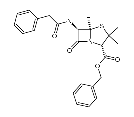 4-Thia-1-azabicyclo[3.2.0]heptane-2-carboxylic acid, 3,3-dimethyl-7-oxo-6-[(2-phenylacetyl)amino]- (2S,5R,6R)-, phenylmethyl ester 结构式