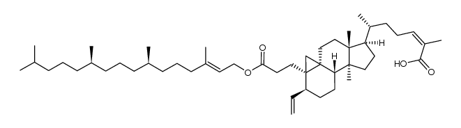 1H-Cyclopenta[a]cyclopropa[e]naphthalene-3a(4H)-propanoic acid, 7-[(1R,4Z)-5-carboxy-1-methyl-4-hexen-1-yl]-3-ethenyldecahydro-6a,9a-dimethyl-, 3a-[(2E,7R,11R)-3,7,11,15-tetramethyl-2-hexadecen-1-yl] ester, (3S,3aR,4aS,6aR,7R,9aS,9bS)- 结构式