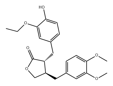 2(3H)-Furanone, 4-[(3,4-dimethoxyphenyl)methyl]-3-[(3-ethoxy-4-hydroxyphenyl)methyl]dihydro-, (3R,4R)- 结构式