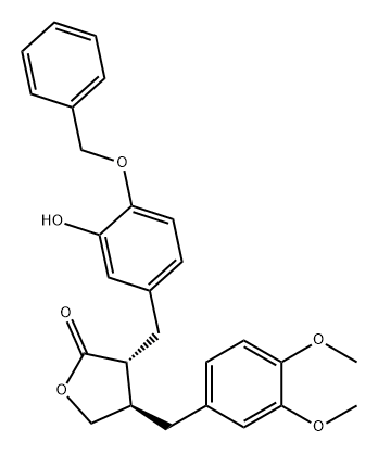 2(3H)-Furanone, 4-[(3,4-dimethoxyphenyl)methyl]dihydro-3-[[3-hydroxy-4-(phenylmethoxy)phenyl]methyl]-, (3R,4R)- 结构式