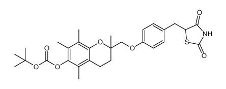 Carbonic acid, 1,1-dimethylethyl 2-[[4-[(2,4-dioxo-5-thiazolidinyl)methyl]phenoxy]methyl]-3,4-dihydro-2,5,7,8-tetramethyl-2H-1-benzopyran-6-yl ester 结构式