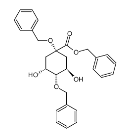 Cyclohexanecarboxylic acid, 3,5-dihydroxy-1,4-bis(phenylmethoxy)-, phenylmethyl ester, (1α,3R,4α,5R)- 结构式
