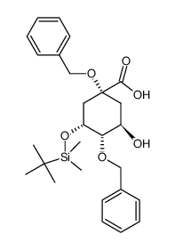 Cyclohexanecarboxylic acid, 3-[[(1,1-dimethylethyl)dimethylsilyl]oxy]-5-hydroxy-1,4-bis(phenylmethoxy)-, (1R,3R,4S,5R)- 结构式