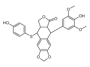 Furo[3',4':6,7]naphtho[2,3-d]-1,3-dioxol-6(5aH)-one,5,8,8a,9-tetrahydro-5-(4-hydroxy-3,5-dimethoxyphenyl)-9-[(4-hydroxyphenyl)thio]-,(5R,5aR,8aR,9S)- 结构式