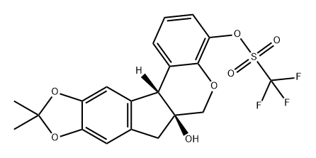 Methanesulfonic acid, 1,1,1-trifluoro-, (6aS,12bR)-6,6a,7,12b-tetrahydro-6a-hydroxy-10,10-dimethyl[1,3]dioxolo[5,6]indeno[2,1-c][1]benzopyran-4-yl ester 结构式