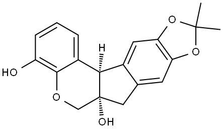 (6aS,12bR)-7,12b-二氢-10,10-二甲基-[1,3]二氧杂环戊并[5,6]茚并[2,1-c][1]苯并吡喃-4,6a(6H)-二醇 结构式
