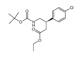 Benzenepropanoic acid, 4-chloro-β-[[[(1,1-dimethylethoxy)carbonyl]amino]methyl]-, ethyl ester, (βR)- 结构式