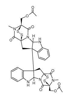 [10b,10'b(11H,11'H)-Bi-3,11a-epidithio-11aH-pyrazino[1',2':1,5]pyrrolo[2,3-b]indole]-1,1',4,4'-tetrone, 3,3'-bis[(acetyloxy)methyl]-2,2',3,3',5a,5'a,6,6'-octahydro-2,2'-dimethyl-, (3R,3'S,5aS,5'aR,10bS,10'bR,11aR,11'aS)- 结构式