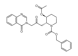 1-Piperidinecarboxylic acid, 3-(acetyloxy)-2-[2-oxo-3-(4-oxo-3(4H)-quinazolinyl)propyl]-, phenylmethyl ester, (2R,3S)- 结构式