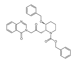 1-Piperidinecarboxylic acid, 2-[2-oxo-3-(4-oxo-3(4H)-quinazolinyl)propyl]-3-(phenylmethoxy)-, phenylmethyl ester, (2R,3S)- 结构式