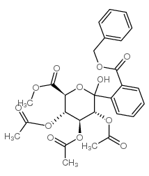 1-((2-苄氧基氧羰基)苯基)-2,3,4-三-O-乙酰基-β-D-吡喃葡萄糖醛酸甲酯 结构式