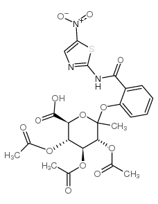 1-[[[2-N-(5-硝基噻唑基)羧酰胺基]苯基]-2,3,4-三-O-乙酰基-β-D-吡喃葡萄糖醛酸甲酯 结构式