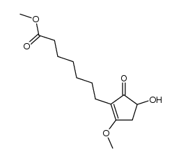 1-Cyclopentene-1-heptanoic acid, 4-hydroxy-2-methoxy-5-oxo-, methyl ester 结构式