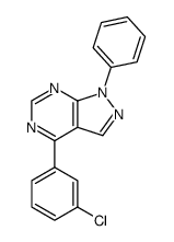 4-(3-氯苯基)-1-苯基-1H-吡唑并[3,4-d]嘧啶 结构式