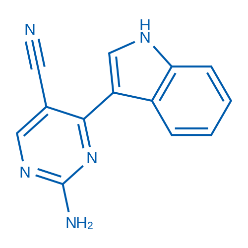 2-氨基-4-(1H-吲哚-3-基)嘧啶-5-甲腈 结构式