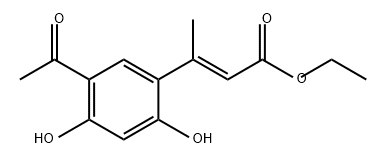 (E)-3-(5-乙酰基-2,4-二羟基苯基)-2-丁烯酸乙酯 结构式