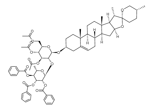 β-D-Glucopyranoside, (3β,25R)-spirost-5-en-3-yl 2-O-(2,3,4-tri-O-benzoyl-6-deoxy-α-L-mannopyranosyl)-, triacetate (9CI) 结构式