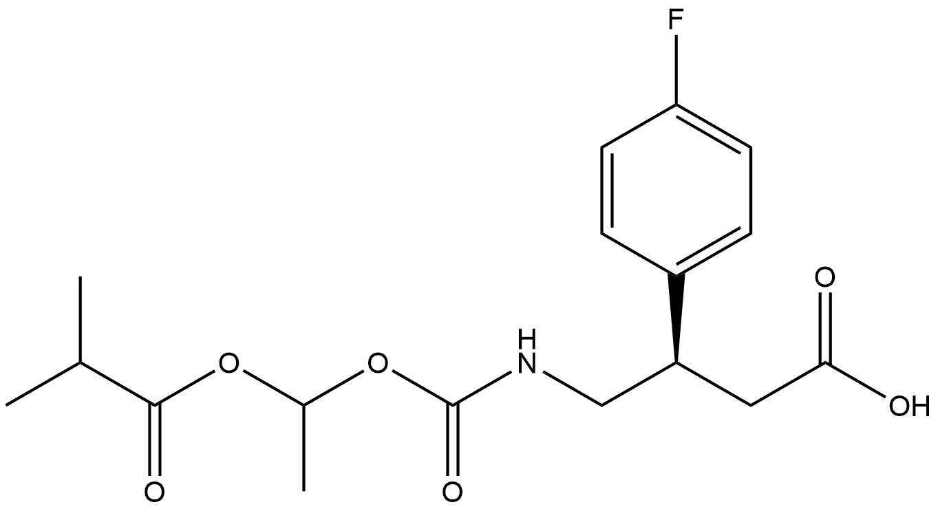 Benzenepropanoic acid, 4-fluoro-β-[[[[1-(2-methyl-1-oxopropoxy)ethoxy]carbonyl]amino]methyl]-, (βR)- 结构式