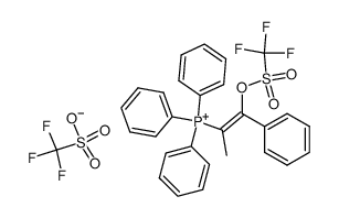 Phosphonium, [1-methyl-2-phenyl-2-[[(trifluoromethyl)sulfonyl]oxy]ethenyl]triphenyl-, 1,1,1-trifluoromethanesulfonate (1:1) 结构式