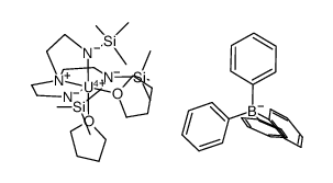 Uranium(1+), bis(tetrahydrofuran)[N2-(trimethylsilyl)-N1,N1-bis[2-[(trimethylsilyl)amino-κN]ethyl]-1,2-ethanediaminato(3-)-κN1,κN2]-, (OC-6-32)-, tetraphenylborate(1-) (1:1) 结构式