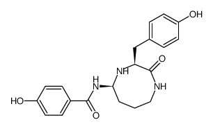Benzamide, 4-hydroxy-N-[(3S,5R)-octahydro-3-[(4-hydroxyphenyl)methyl]-2-oxo-1,4-diazocin-5-yl]- 结构式