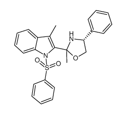 1H-Indole, 3-methyl-2-[(4R)-2-methyl-4-phenyl-2-oxazolidinyl]-1-(phenylsulfonyl)- 结构式
