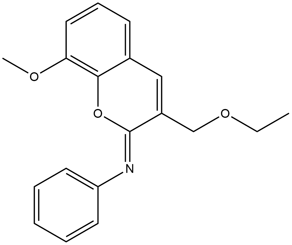 Benzenamine, N-[3-(ethoxymethyl)-8-methoxy-2H-1-benzopyran-2-ylidene]-, [N(Z)]- 结构式