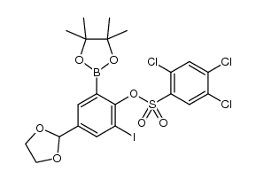 Benzenesulfonic acid, 2,4,5-trichloro-, 4-(1,3-dioxolan-2-yl)-2-iodo-6-(4,4,5,5-tetramethyl-1,3,2-dioxaborolan-2-yl)phenyl ester 结构式