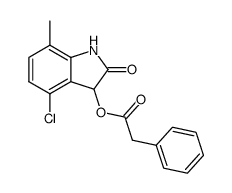 Benzeneacetic acid, 4-chloro-2,3-dihydro-7-methyl-2-oxo-1H-indol-3-yl ester 结构式
